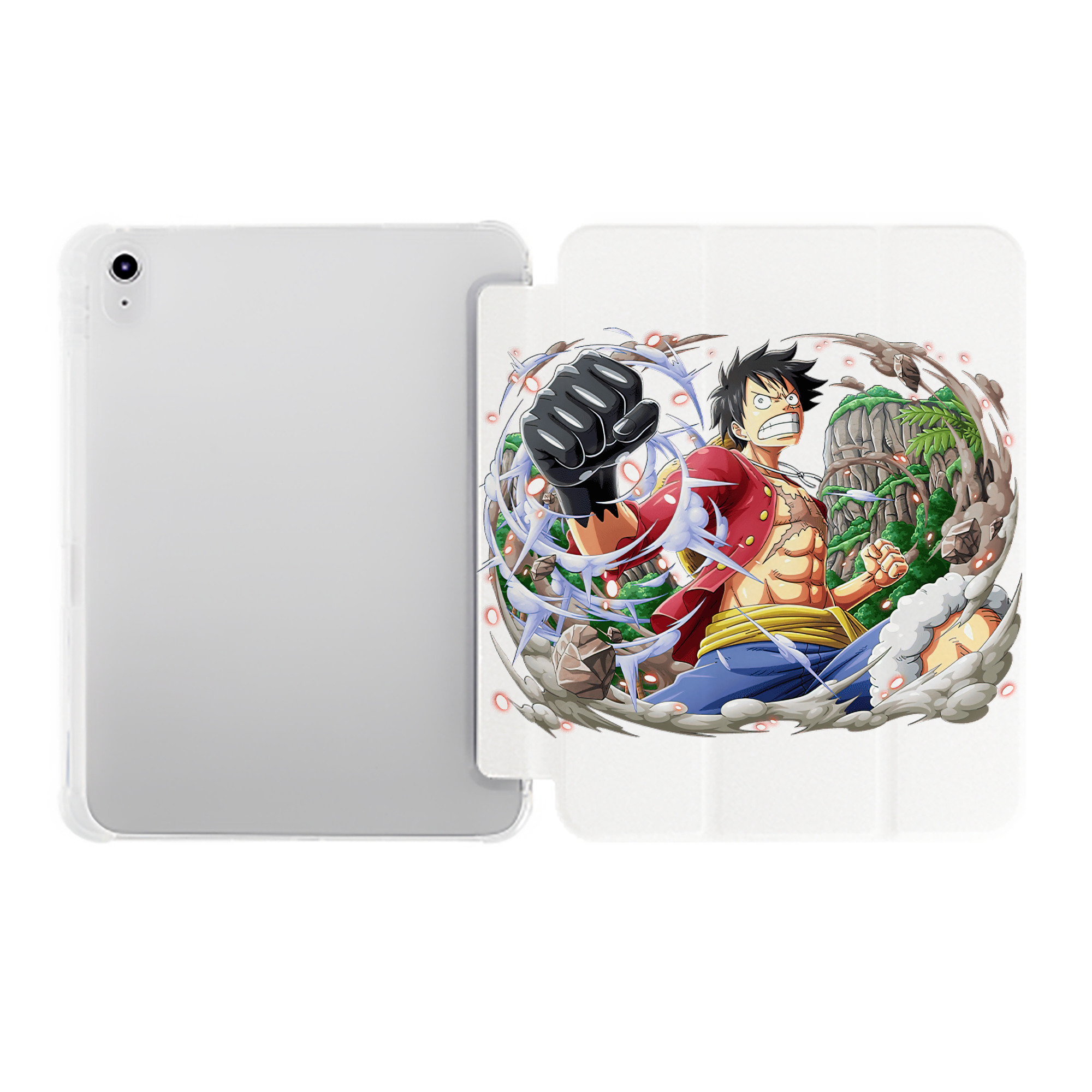 （画像用） ワンピース モンキー・D・ルフィ ONE PIECE Monkey D. Luffy IPad ケース ペン収納付き 三つ折りスタンド PUレザー×シリコン 対応機種9.5/10.5/10.9インチ